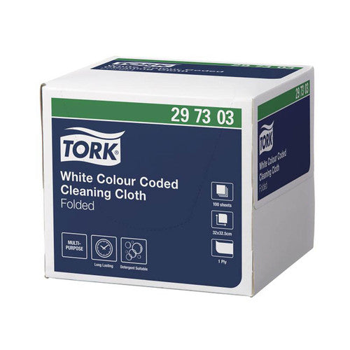 Tork White Colour Coded Cleaning Cloth 100 Pack Carton of 6