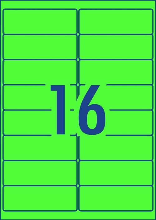 Avery Fluoro Green Signalling Labels L7162FG 400 Pack 99.1 x 34mm 16UP