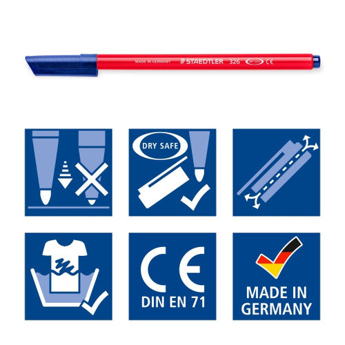 Staedtler Noris Club Fibre Tip Pens Wallet of 10 Assorted Colours 326 WP10