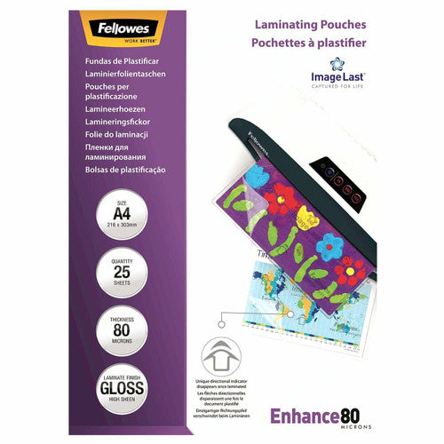 Fellowes ImageLast A4 80 Micron Laminating Pouch Pack 25