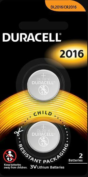 Duracell DL2016B Lithium Coin 2016 Batteries 3V Pack of 2