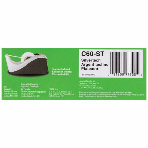 Scotch Desktop Tape Dispenser (No Tape) C60-ST Silver Black