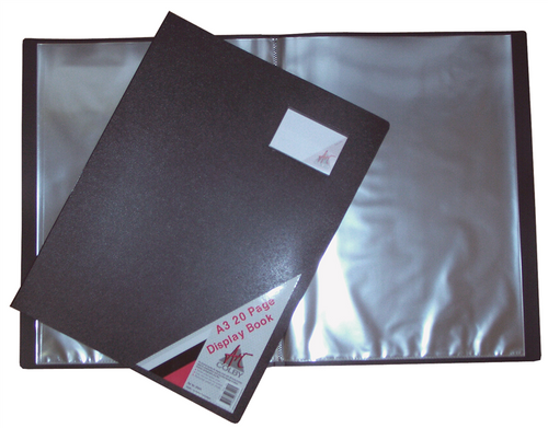 Colby Art 259A3 Economy Display Book A3 20 Pocket Card Window Black
