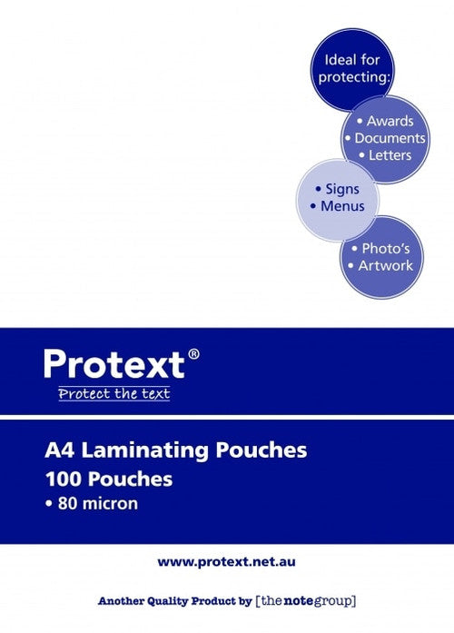 Protext Laminating Pouches A4 80 Micron Box 100 — front of box