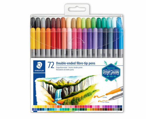 Staedtler 3200 TB72 Twin-Tip Double Ended Fibre-Tip Pen Assorted Wallet of 72 Colours