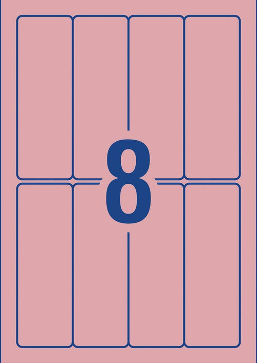 Avery Multi-Use Salmon Pink Coloured Labels 94 x 32mm Laser Inkjet Permanent 80 Labels 10 Sheets