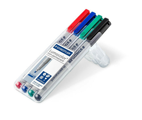 Staedtler Lumocolor Non-Permanent Pen Broad Assorted Wallet of 4 312 WP4