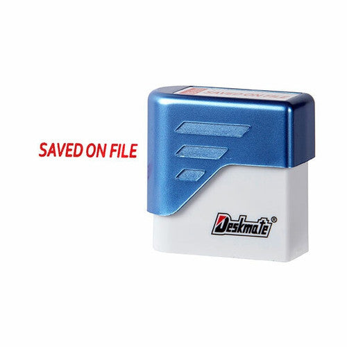DeskMate Pre-Inked Office Stamp Saved on File Red