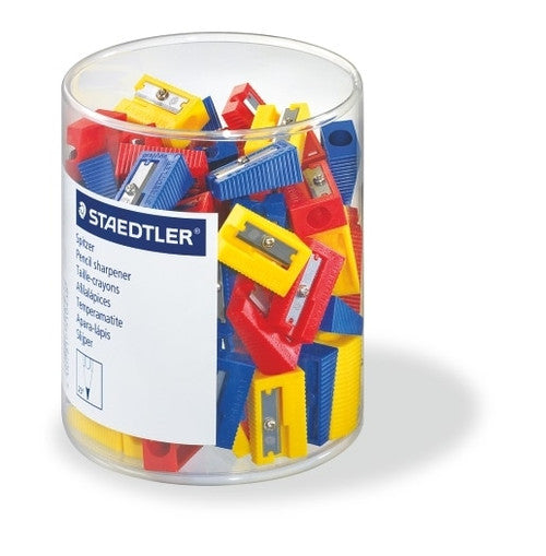Staedtler 51050KP100 Single Hole Plastic Sharpener Assorted Colours Tub of 100