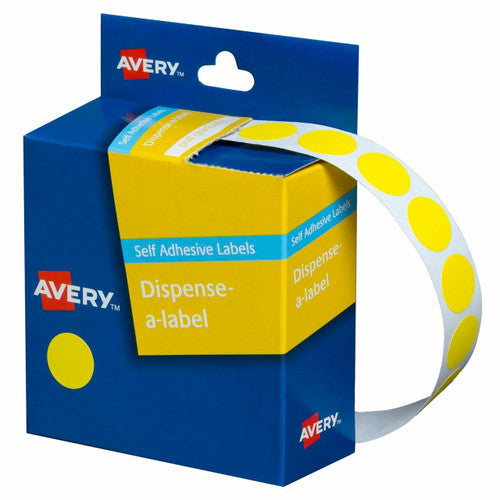 Avery Yellow Dispenser Labels Circle 14mm 1050 Pack