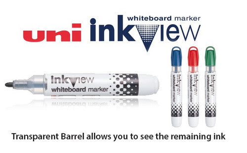 Uni Inkview Whiteboard Marker Bullet Tip 1.8mm Red Box of 12