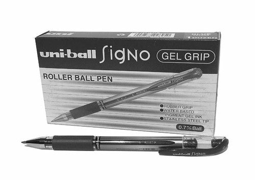 Uni-Ball Signo Gel Grip Rollerball Pen 0.7mm Black Box of 12