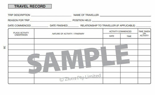 Zions Combined Vehicle Log and Travel and Expenses Record Book