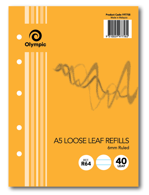 Olympic Loose Leaf Refill Non-Reinforced A5 6mm Ruled 40 Leaf