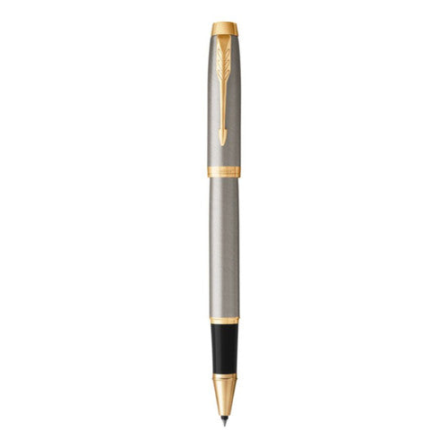 Parker IM Rollerball Pen Brushed Metal Gold Trim Fine Tip