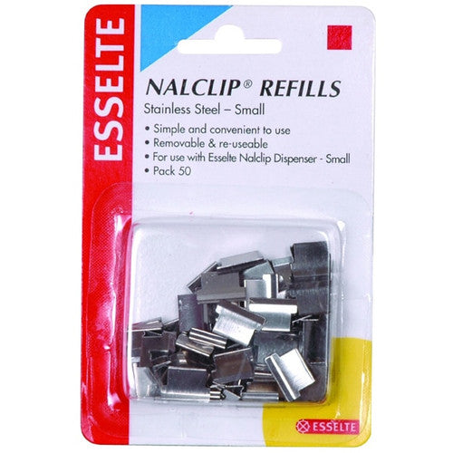 Esselte 45199 Nalclip Refills Small Pack 50 Steel
