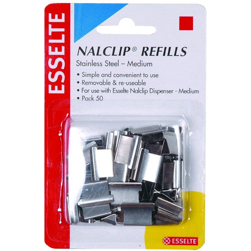 Esselte 45200 Nalclip Refills Medium Pack 50 Steel
