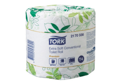 Tork Extra Soft Conventional Toilet Roll 2 Ply Premium T4 White Carton of 48 Rolls