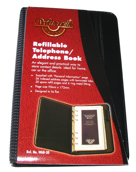 Waterville WAB-30 Refillable Telephone Address Book Black