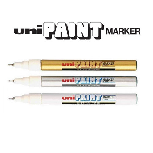 Uni Paint PX-203 Permanent Marker 0.8mm Ultra Fine Silver Box of 12