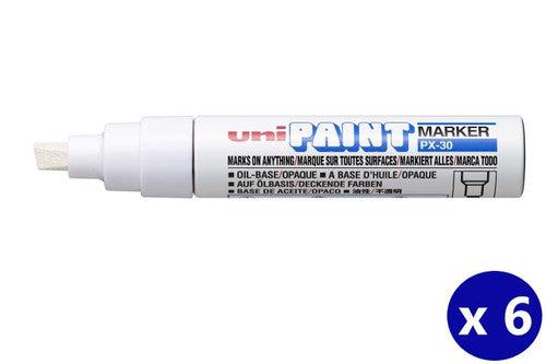 Uni Paint Permanent Marker 8mm Bold Chisel Tip White Box of 6