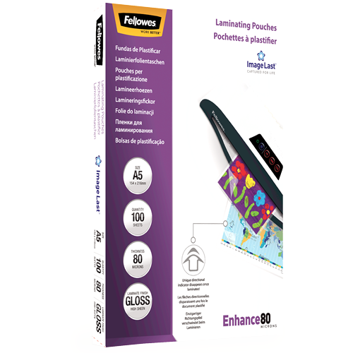 Fellowes ImageLast A5 80 Micron Laminating Pouch Pack 100