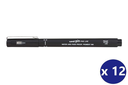 Uni Pin Fineliner 0.03mm Black Box of 12