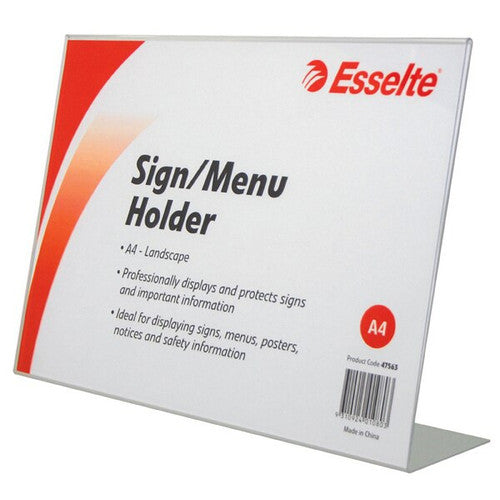 Esselte 47563 Sign or Menu Holder Slanted Landscape A4