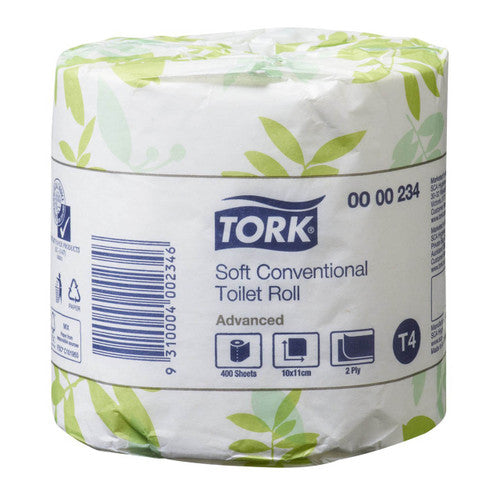 Tork Soft Conventional Toilet Roll 2 Ply Advanced T4 White Carton of 48 Rolls
