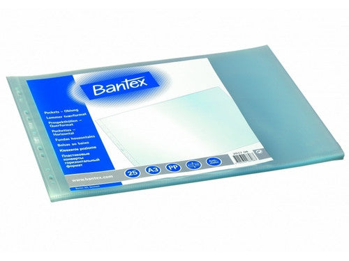 Bantex A3 Sheet Protectors Tough PP 120 Microns Landscape Clear Pack of 25
