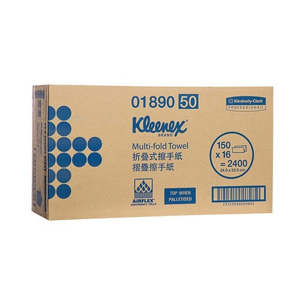 Kleenex Multifold Hand Towel White 150 Sheets Pack of 16