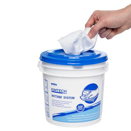 Kimtech Wettask Meltblown Sanitising Wipes Bucket White 90 Sheets Carton of 6