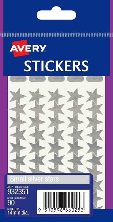Avery Silver Multi-Purpose Stickers Small Stars 90 Pack