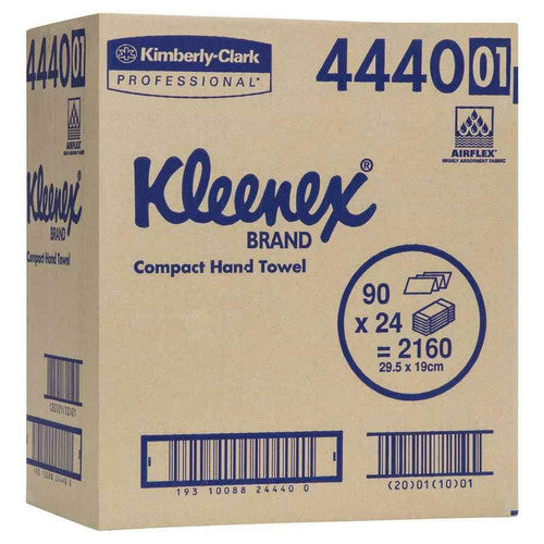 Kleenex Compact Hand Towel White 90 Sheets Pack of 24