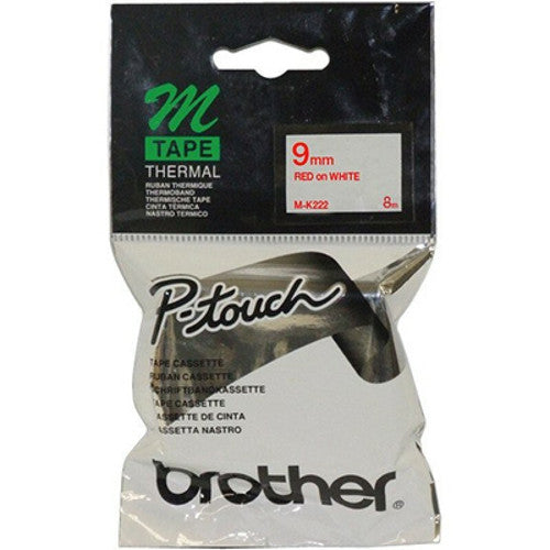 Brother Labelling Tape 9mm Red on White MK222