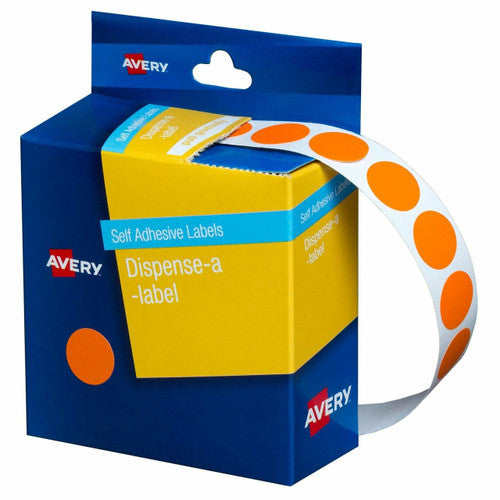 Avery Orange Dispenser Labels Circle 14mm 1050 Pack