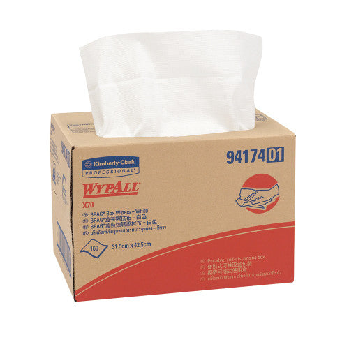 WypAll X70 Brag Box Wiper White Box of 160