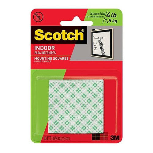 Scotch 111 Indoor Foam Mounting Square 25.4 x 25.4mm White Pack of 16