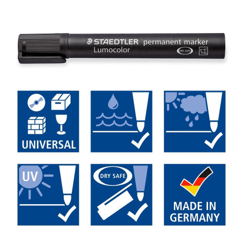 Staedtler Permanent Black Chisel Tip Lumocolor Marker 350-9