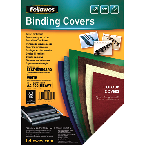 Fellowes Binding Covers Leatherboard A4 White