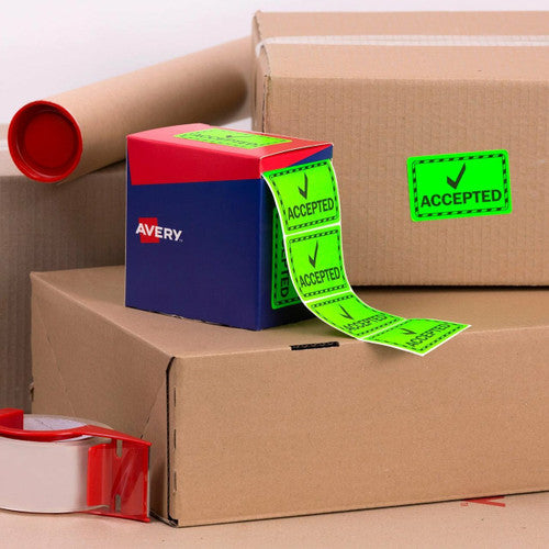Avery Accepted Fluoro Green Labels 1500 Roll 75 x 48.8mm