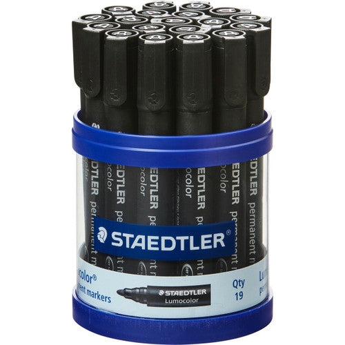 Staedtler 352-9 K19 Permanent Bullet Tip Lumocolor Marker Cup of 19 Black Markers