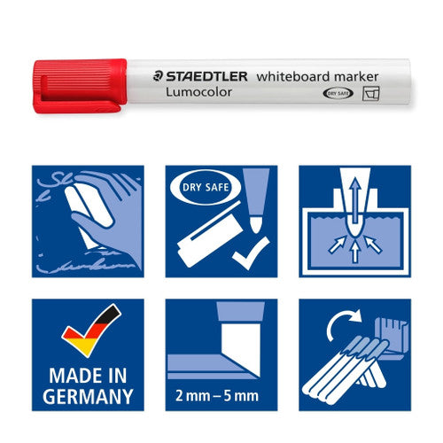 Staedtler Lumocolor Non-Permanent Chisel Tip Whiteboard Marker Wallet of 4 351 B WP4