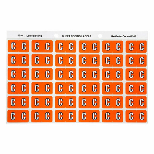 Avery Alphabetical C Side Tab Colour Coding Labels 25 x 38mm 180 Pack