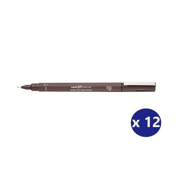 Uni Pin Fineliner 0.1mm Sepia Box of 12