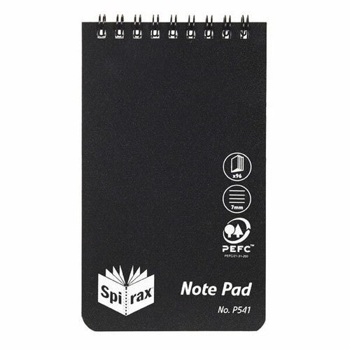 Spirax Polypropylene Notebook Top Opening 147 x 87mm 96 Pages Black