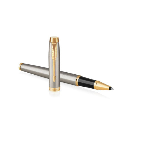 Parker IM Rollerball Pen Brushed Metal Gold Trim Fine Tip