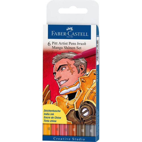 Faber Castell Pitt Artist Pen Manga Brush Set Shonen Pack