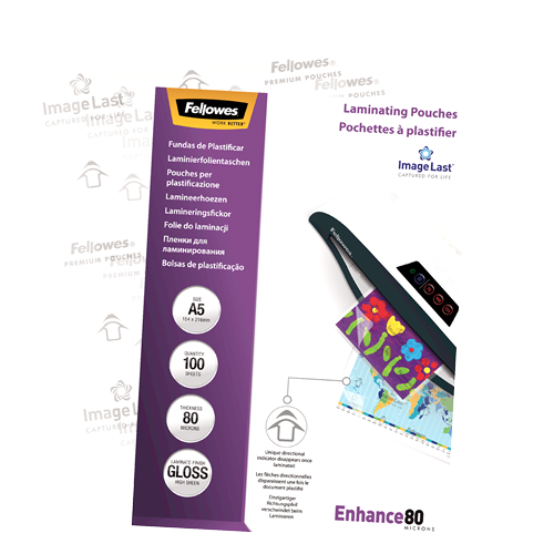 Fellowes ImageLast A5 80 Micron Laminating Pouch Pack 100