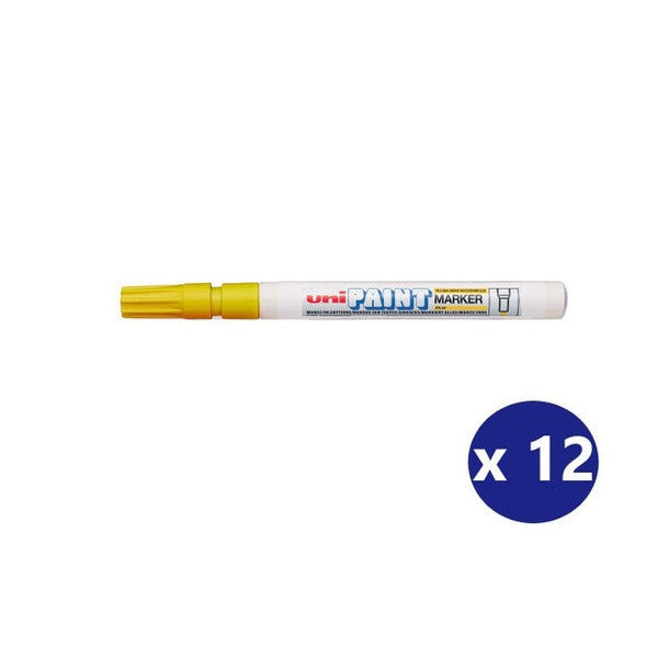 Uni Paint PX-21 Permanent Marker 1.2mm Bullet Tip Yellow Box of 12